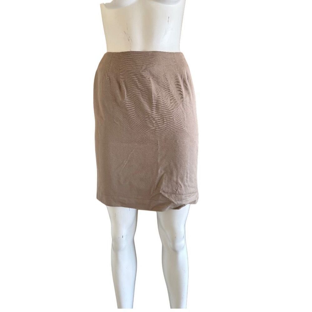 Preston & York 6 petite tan taupe Vintage 90s skirt mini above knee pencil slim